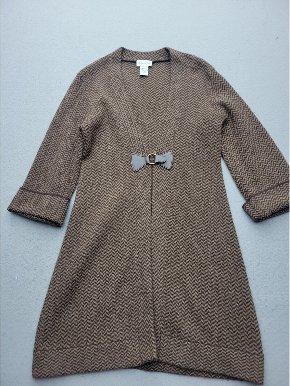 Soft Surroundings Women's Sweater Size XS Brown Cardigan Long Sleeve Wool Blend